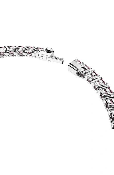 Swarovski Matrix Pink Crystal Small Tennis Bracelet In Rhodium Plated In Pink