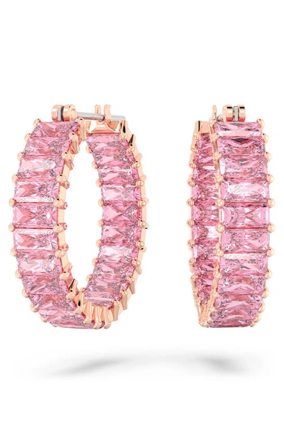 Shop Swarovski Matrix Hoop Earrings In Pink