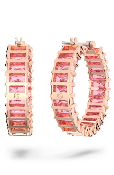 Shop Swarovski Matrix Hoop Earrings In Pink