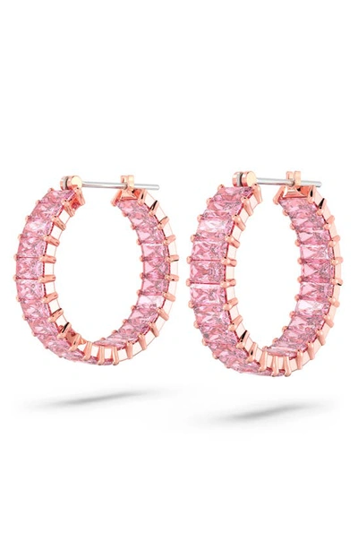 Shop Swarovski Matrix Hoop Earrings In Pink