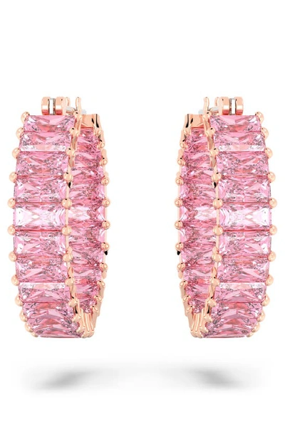 Shop Swarovski Matrix Hoop Earrings In Pink