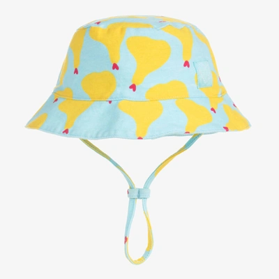 Shop Agatha Ruiz De La Prada Girls Blue Pear Print Cotton Sun Hat In Yellow
