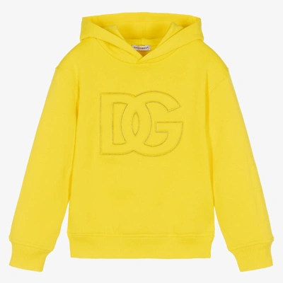 Shop Dolce & Gabbana Boys Yellow Crossover Dg Hoodie