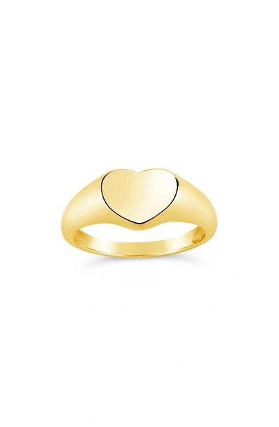 Shop Sterling Forever Cora Heart Signet Ring In Gold