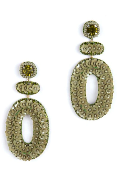 Shop Deepa Gurnani Britt Floral Drop Earrings In Olive