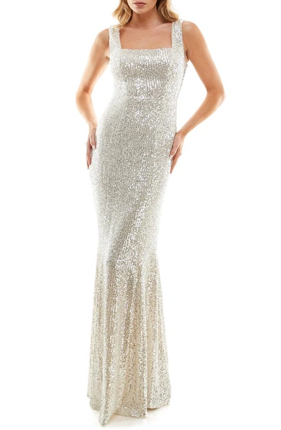 Shop Speechless Sequin Square Neck Gown In Ivysl