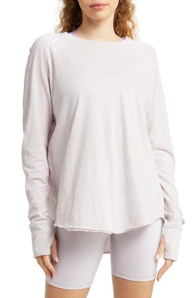 Shop Zella Relaxed Long Sleeve Slub Jersey T-shirt In Lavender Sky