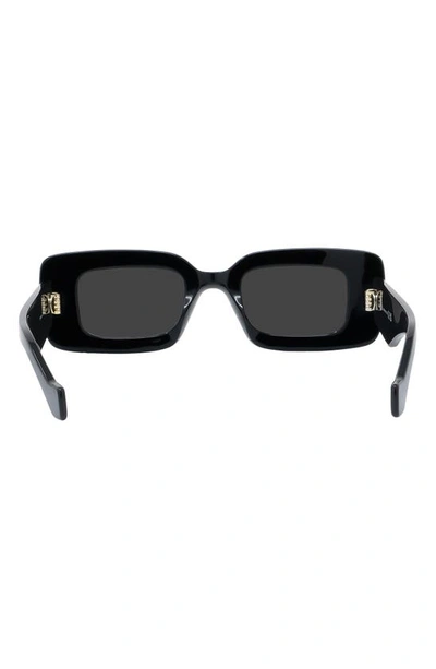 Shop Loewe Chunky Anagram 46mm Rectangular Sunglasses In Shiny Black / Smoke
