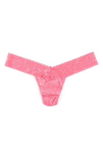 Shop Hanky Panky Daily Lace Low Rise Thong In Dahlia