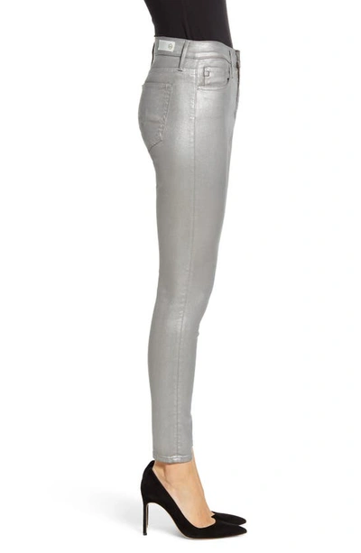 Shop Ag Farrah High Waist Ankle Skinny Jeans In Leatherette Chrome- Cast Iron