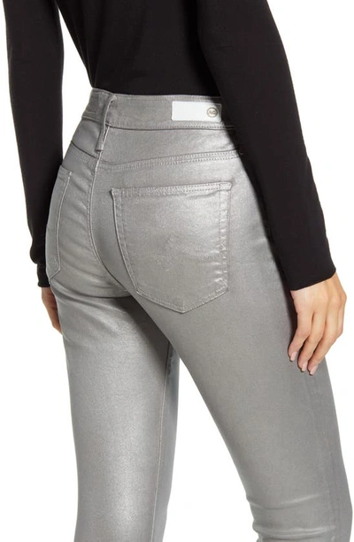 Shop Ag Farrah High Waist Ankle Skinny Jeans In Leatherette Chrome- Cast Iron