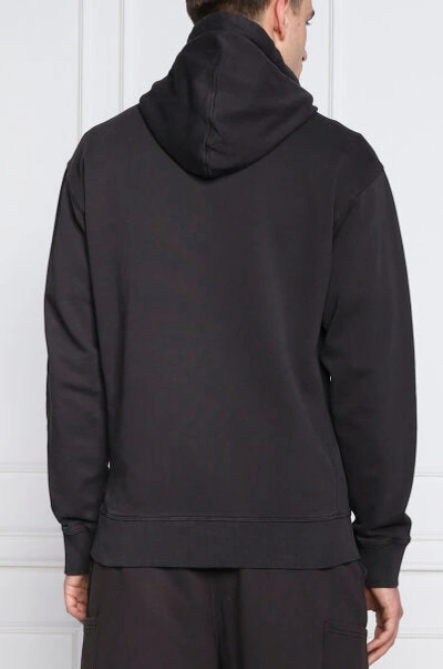 Shop Hugo Boss Dark Blue Cotton Logo Details Hooded Men's Sweatshirt