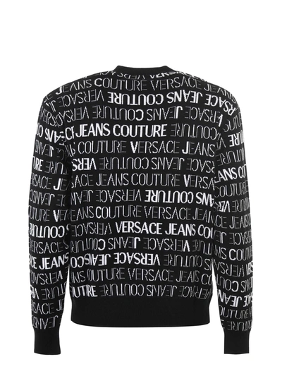 Shop Versace Jeans Elegant Monochrome Logo Men's Sweater In Black/white