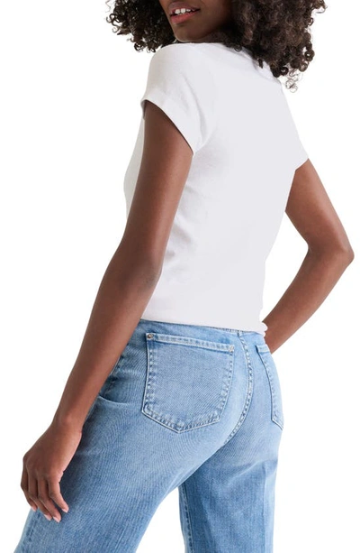 Splendid V-neck Cotton Blend T-shirt In White