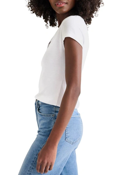 Splendid V-neck Cotton Blend T-shirt In White