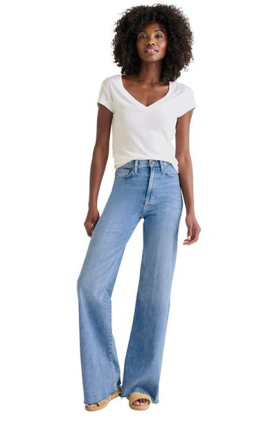 Splendid V-neck Cotton Blend T-shirt In White