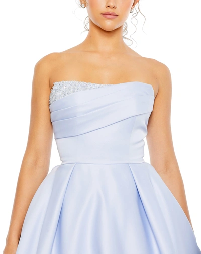 Mac Duggal Strapless Sweetheart Ballgown In Powder Blue