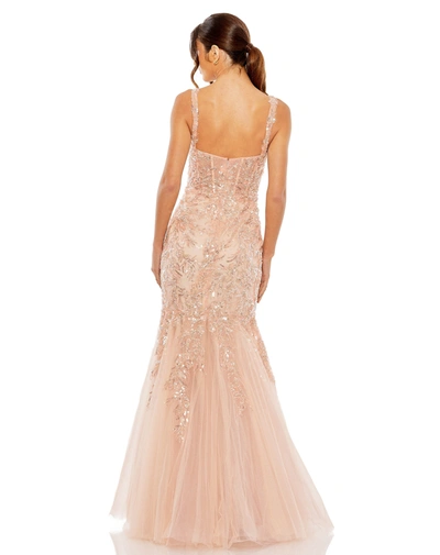 Mac Duggal Corset Detailed Embellished Gown In Pink