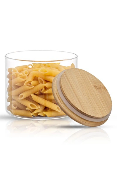 Joyjolt Set Of 6 Multisize Glass Jars With Airtight Bamboo Lids In Clear