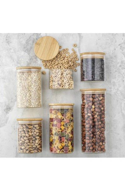 Shop Joyjolt Set Of 6 Multisize Glass Jars With Airtight Bamboo Lids In Clear