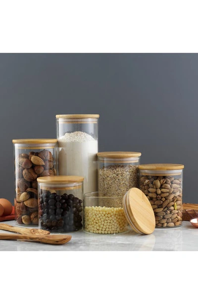 Joyjolt Set Of 6 Multisize Glass Jars With Airtight Bamboo Lids In Clear