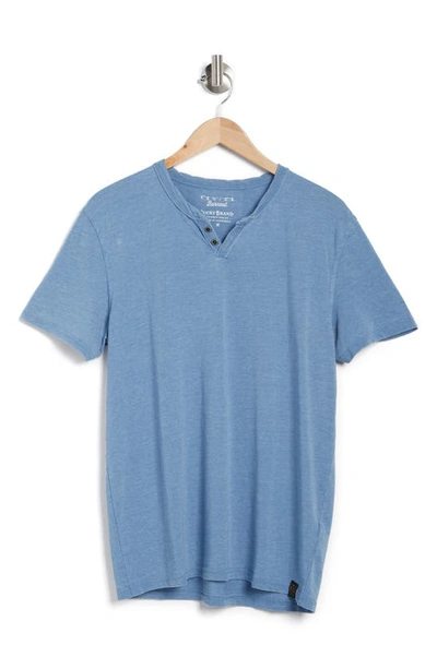 Shop Lucky Brand Button Notch Neck T-shirt In Aegean Blue