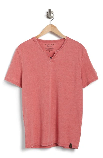 Shop Lucky Brand Button Notch Neck T-shirt In Mineral Red