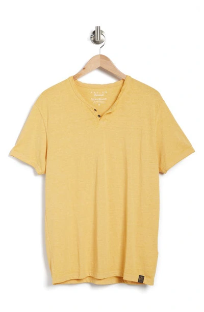 Shop Lucky Brand Button Notch Neck T-shirt In Mineral Yellow