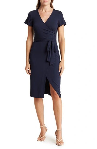 Shop Nordstrom Rack Everyday Faux Wrap Dress In Navy Peacoat