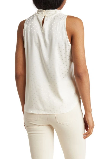 Shop Chenault Twist Neck Sleeveless Dot Satin Top In Pearl