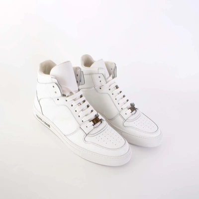 Shop Roberto Cavalli Logo Embossed Hi-top Women's Sneakers In White