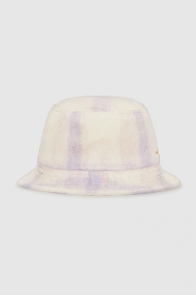 Shop Anine Bing Cami Bucket Hat In Lavender And Cream Check