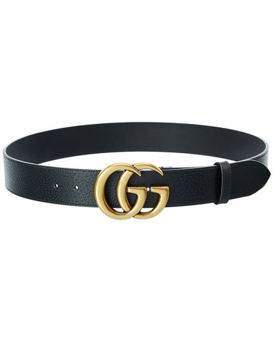 Shop Gucci Double G Leather Belt In Black