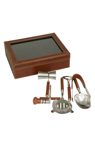 Shop Sonoma Sage Home Brown Leather 7-piece Bar Tool Set With Decorative Box
