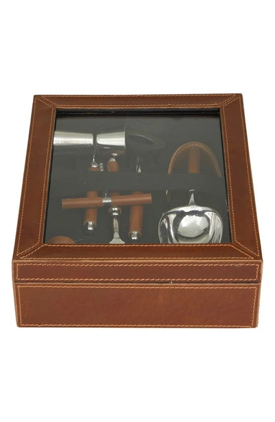 Shop Sonoma Sage Home Brown Leather 7-piece Bar Tool Set With Decorative Box