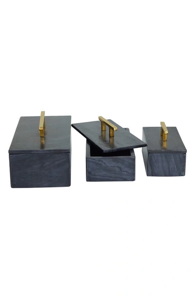 Vivian Lune Home Black Marble Box With Goldtone Handle In Black