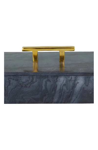 Vivian Lune Home Black Marble Box With Goldtone Handle In Black
