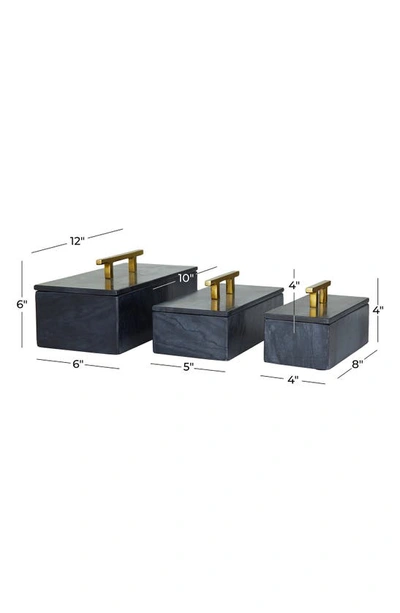 Vivian Lune Home Black Marble Box With Goldtone Handle In Black