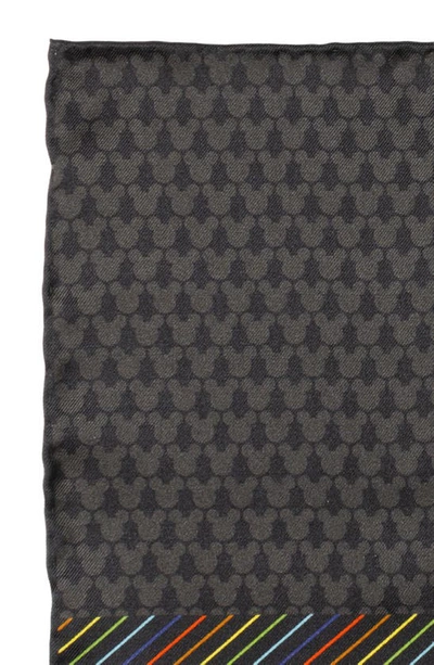 Cufflinks, Inc X Disney Mickey Rainbow Stripe Silk Pocket Square In Black