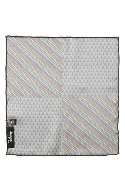 Cufflinks, Inc X Disney Mickey Rainbow Stripe Silk Pocket Square In Black