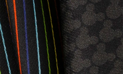 Cufflinks, Inc X Disney Mickey Rainbow Stripe Silk Pocket Square In Black