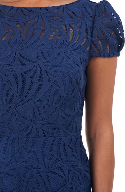 Shop Kay Unger Zelda Lace Midi Dress In Marine Blue