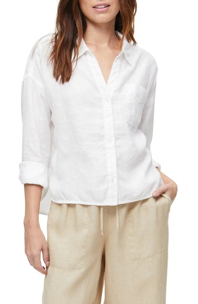 Shop Michael Stars Gracie Linen Button-up Shirt In White