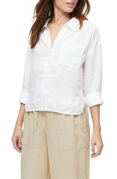 Shop Michael Stars Gracie Linen Button-up Shirt In White