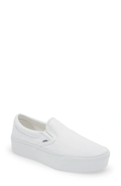 Shop Vans Classic Slip-on Stackform Sneaker In Canvas True White