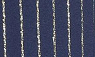 Shop Michael Kors Carolyn Metallic Pinstripe Straight Leg Pants In 447 Navy/gold Metallic
