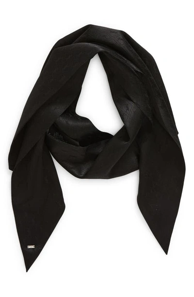 Shop Saint Laurent Lavalliere Logo Jacquard Silk Scarf In 1000 Black