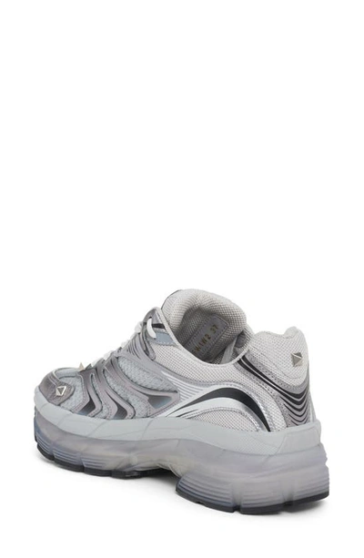 Shop Valentino Ms-2960 Rockstud Sneaker In Silver/ Alluminio/ Graphite