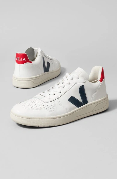 Shop Veja V-10 Low Top Sneaker In Full-white