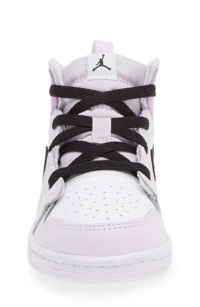 Shop Nike Kids' Air Jordan 1 Mid Sneaker In Grape/ Black/ White/ Fuchsia